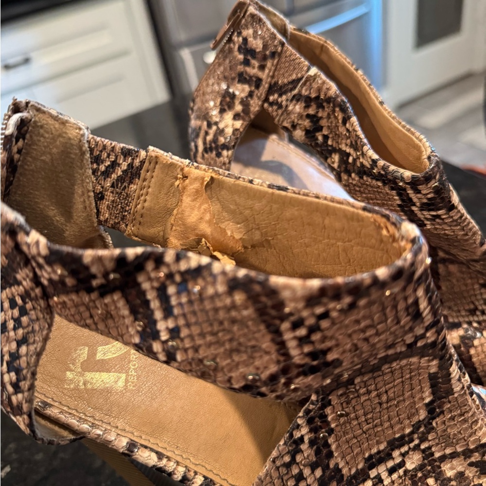 Report Snakeskin Heeled Boots - Brown and Black